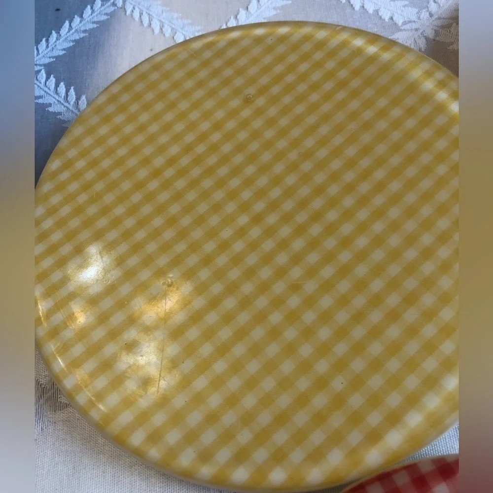 Great MC Trivets Hot Plates Gingham Check Red Yellow 2 Sizes Set of 3